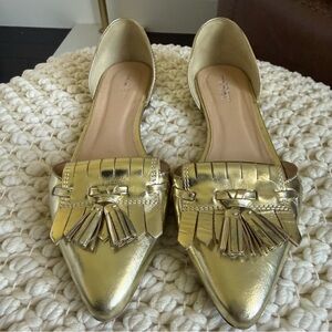 J.Crew Gold Mirror Metallic d'Orsay Loafer Flats